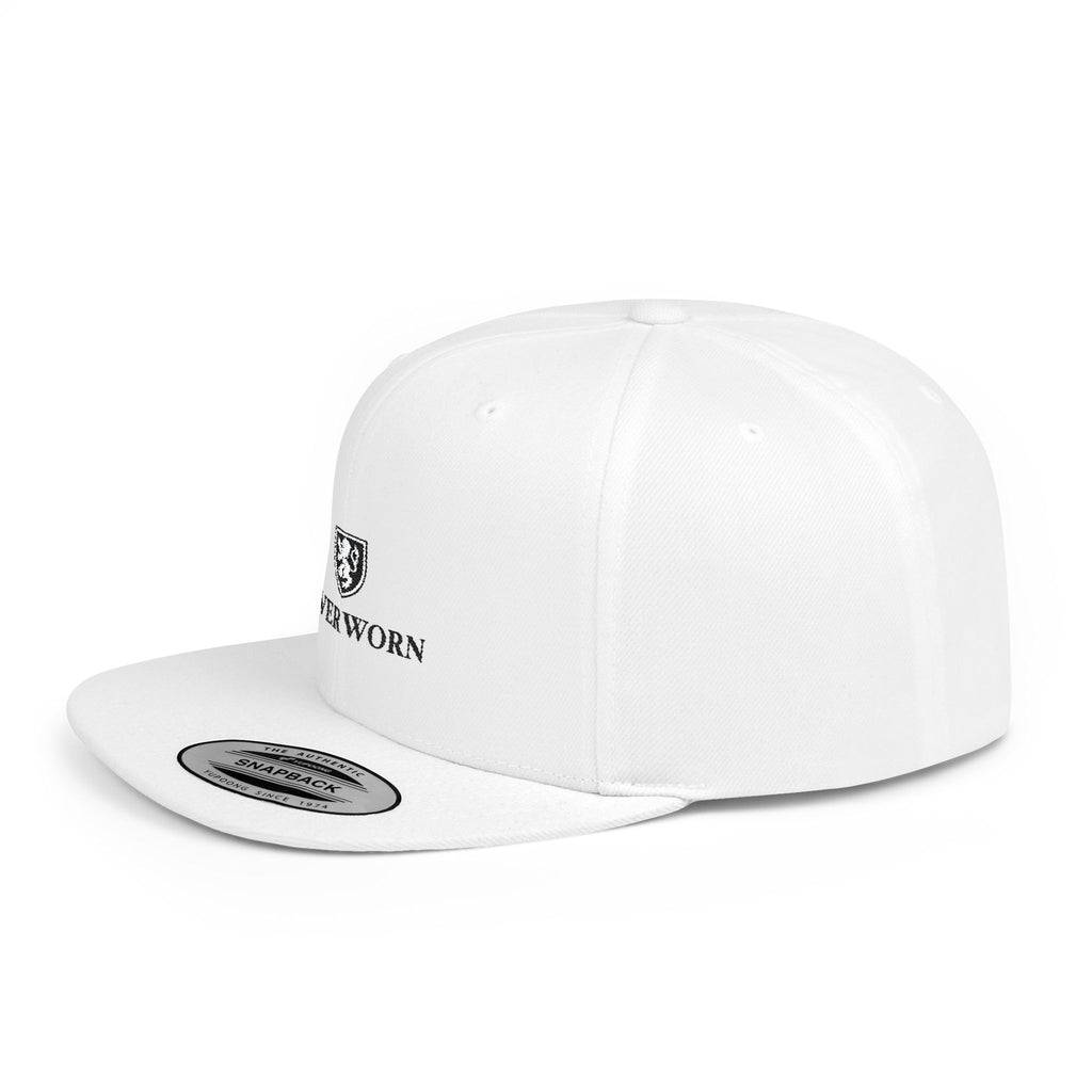 Flat Bill Snapback Hat — Minimal 'LEVERWORN' Crest Embroidered Cap